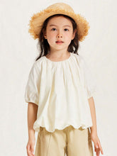 Mini Bala Girls Short Sleeve Shirt Summer Pure Cotton Sweet Shirt